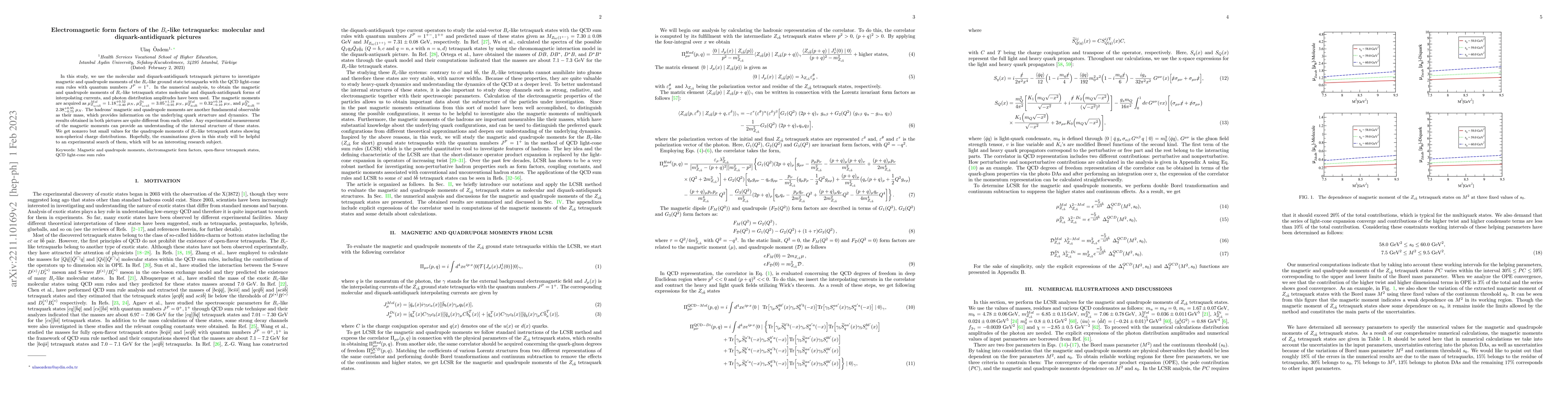 Thumbnail for Electromagnetic form factors of the $B_c$-like tetraquarks: molecular
  and diquark-antidiquark pictures