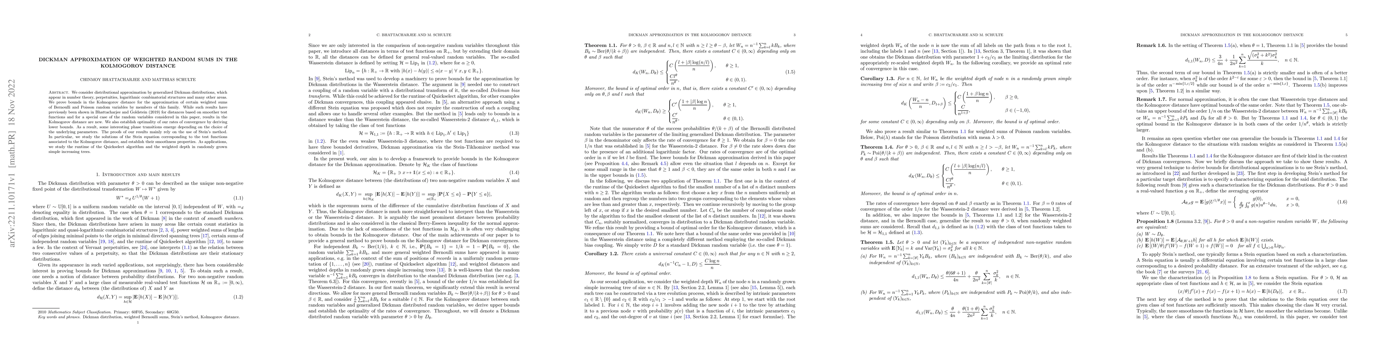 Thumbnail for Dickman Approximation of weighted random sums in the Kolmogorov distance