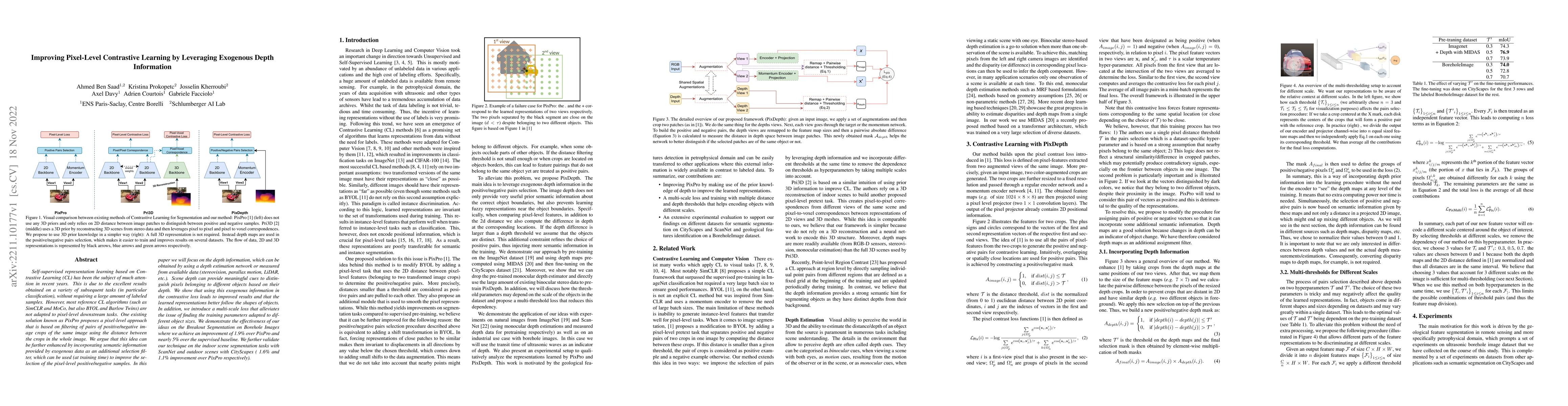 Thumbnail for Improving Pixel-Level Contrastive Learning by Leveraging Exogenous Depth
  Information