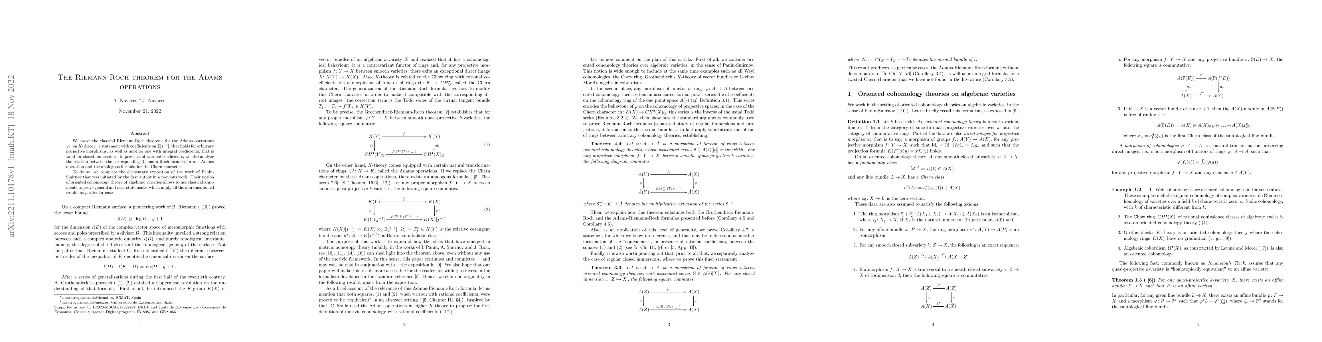Thumbnail for The Riemann-Roch theorem for the Adams operations
