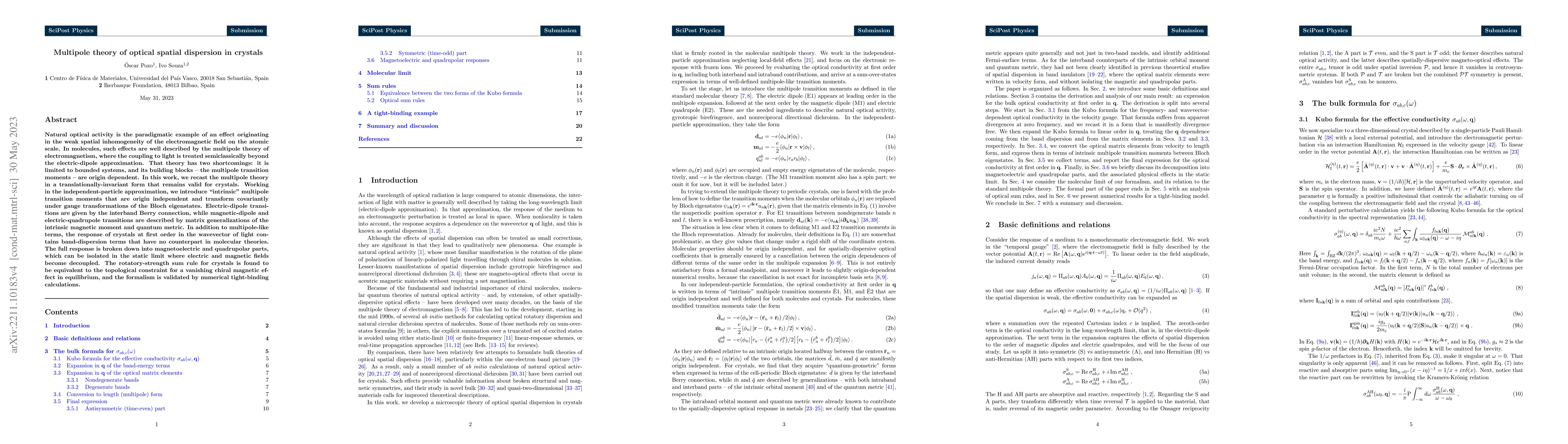 Thumbnail for Multipole theory of optical spatial dispersion in crystals