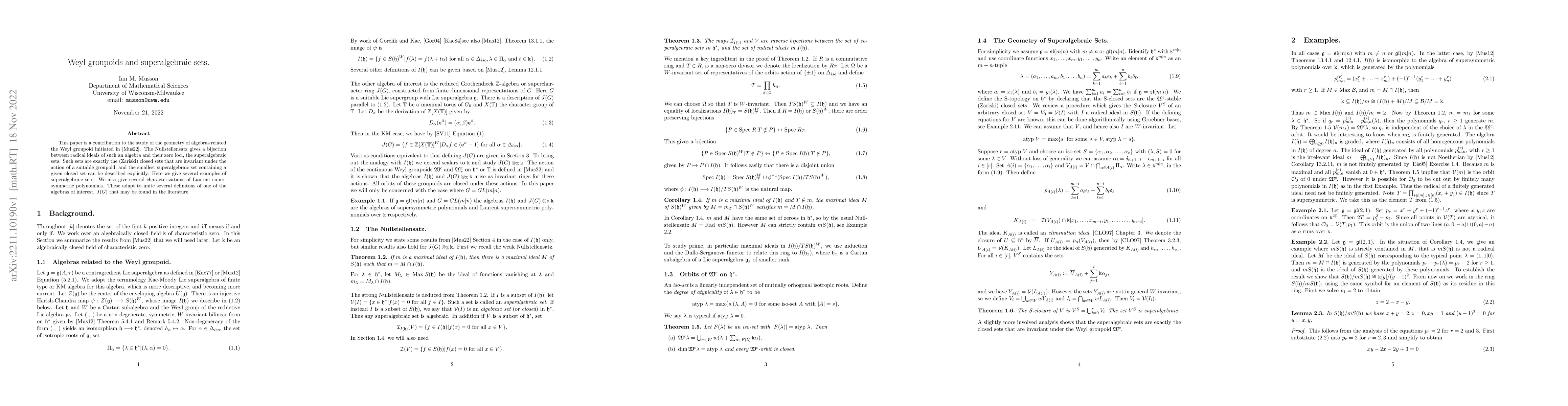 Thumbnail for Weyl groupoids and superalgebraic sets