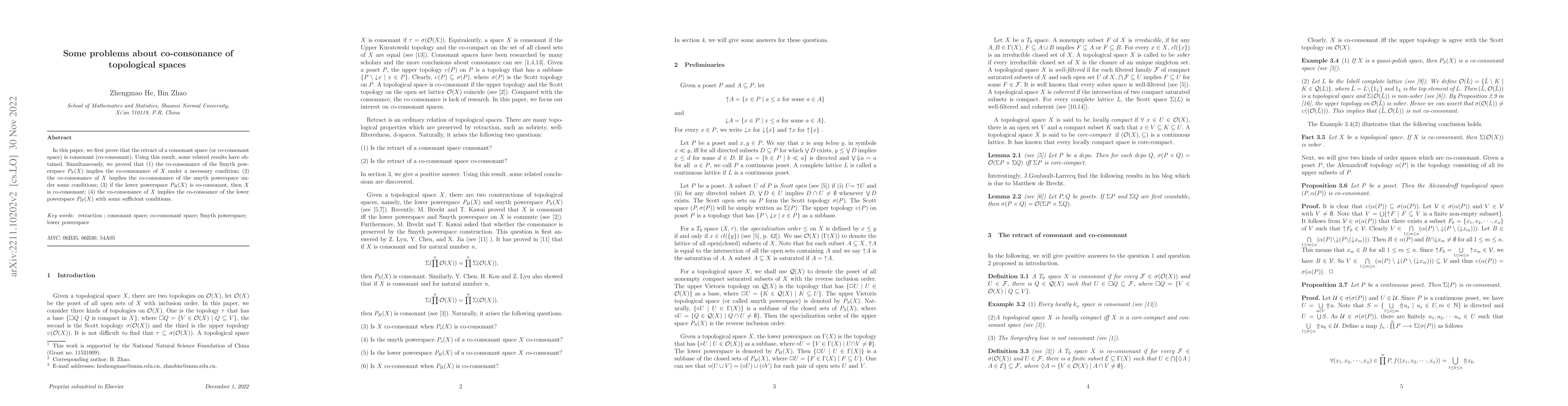 Thumbnail for Some problems about co-consonance of topological spaces