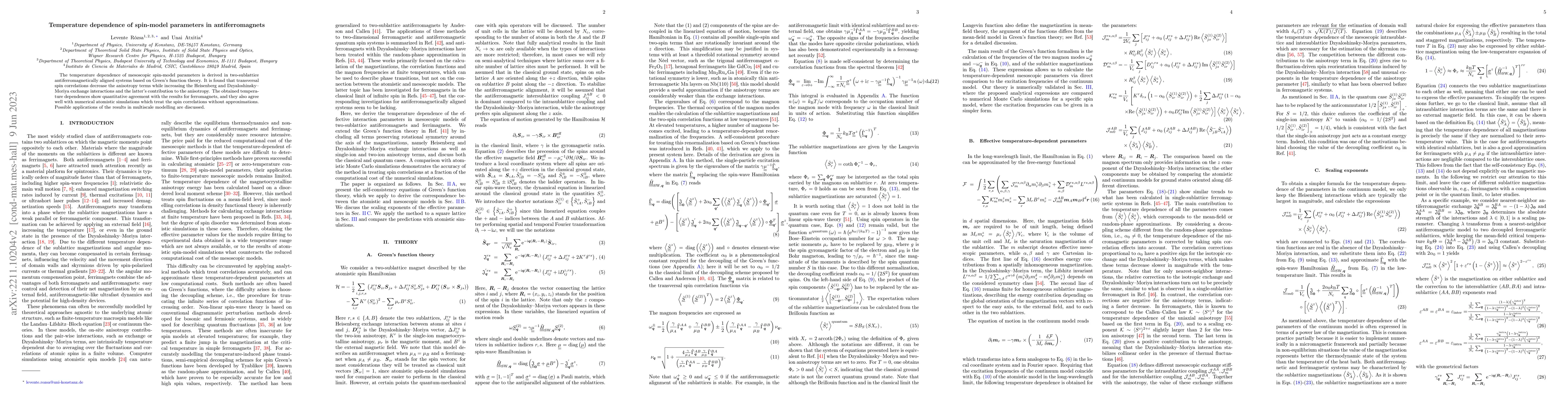 Thumbnail for Temperature dependence of spin-model parameters in antiferromagnets
