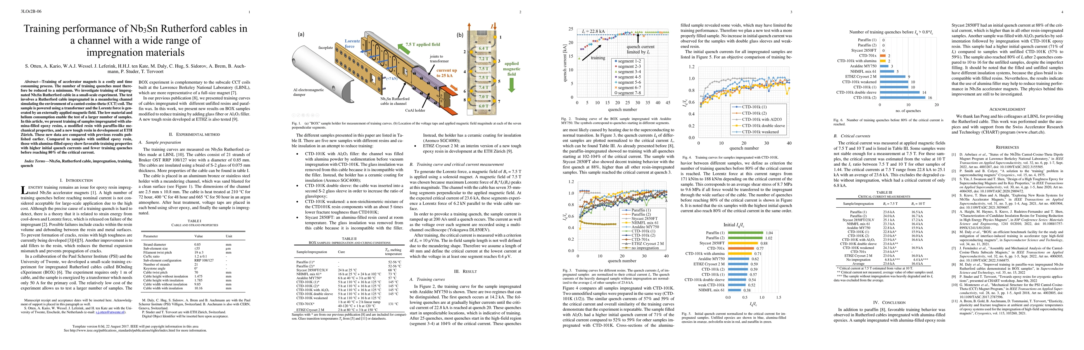 Thumbnail for Training performance of Nb3Sn Rutherford cables in a channel with a wide
  range of impregnation materials