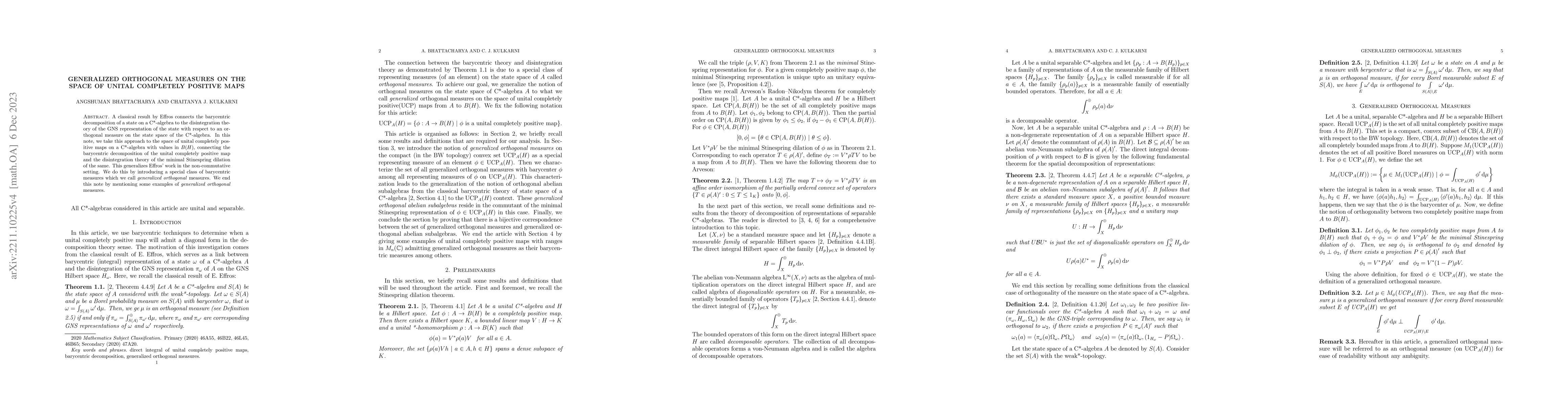 Thumbnail for Generalized Orthogonal Measures on the Space of Unital Completely
  Positive Maps