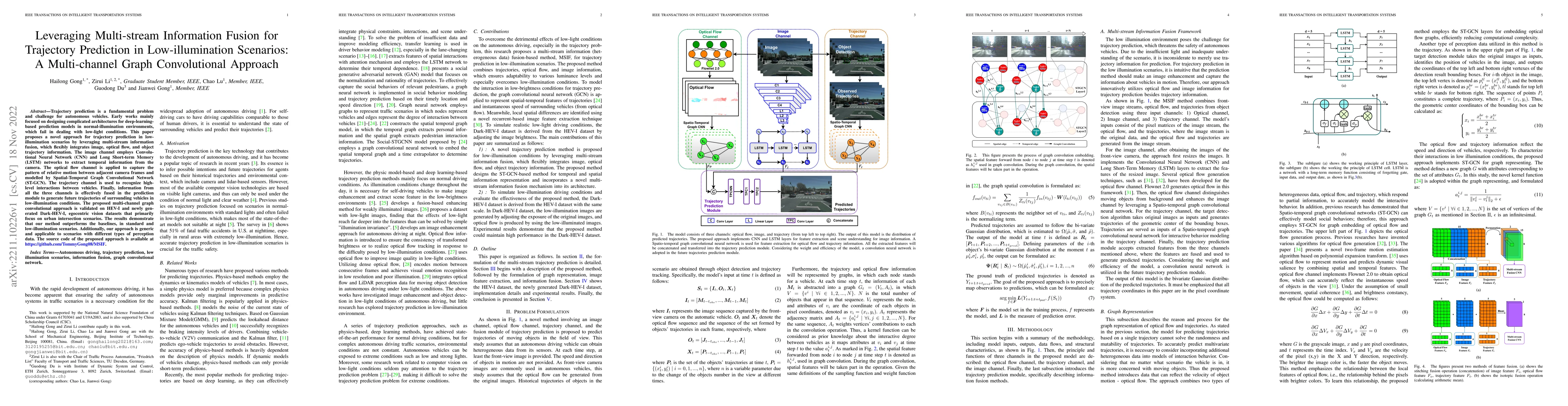 Thumbnail for Leveraging Multi-stream Information Fusion for Trajectory Prediction in
  Low-illumination Scenarios: A Multi-channel Graph Convolutional Approach