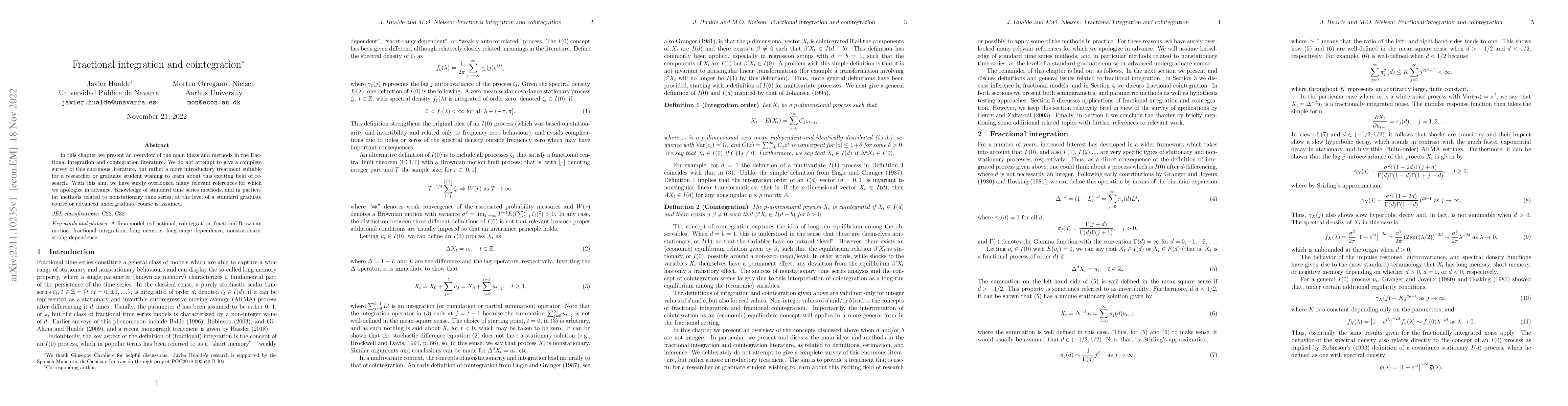 Thumbnail for Fractional integration and cointegration