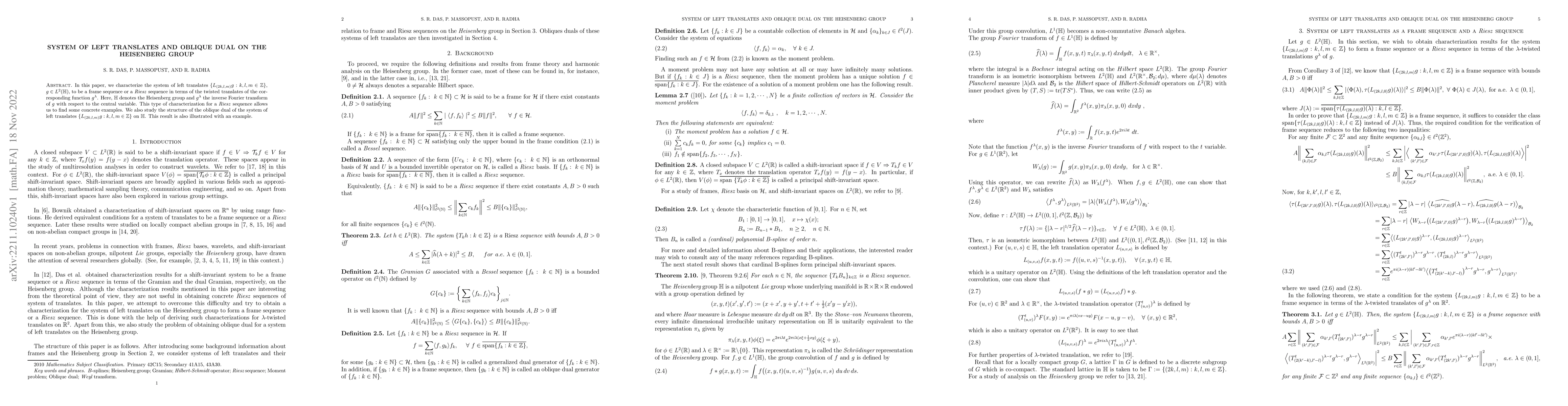 Thumbnail for Systems of Left Translates and Oblique Duals on the Heisenberg Group