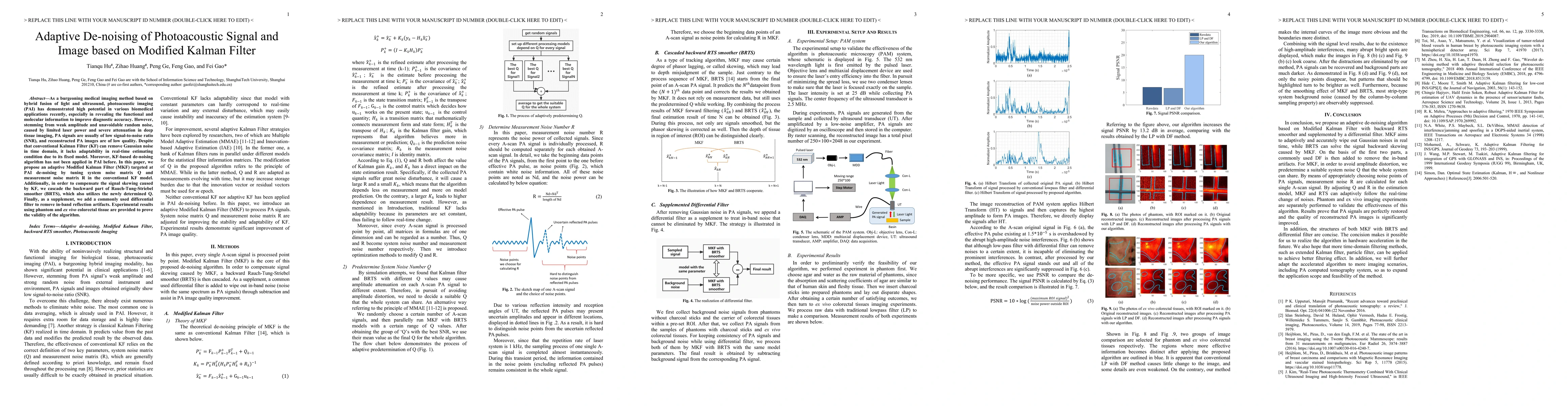 Thumbnail for Adaptive De-noising of Photoacoustic Signal and Image based on Modified
  Kalman Filter