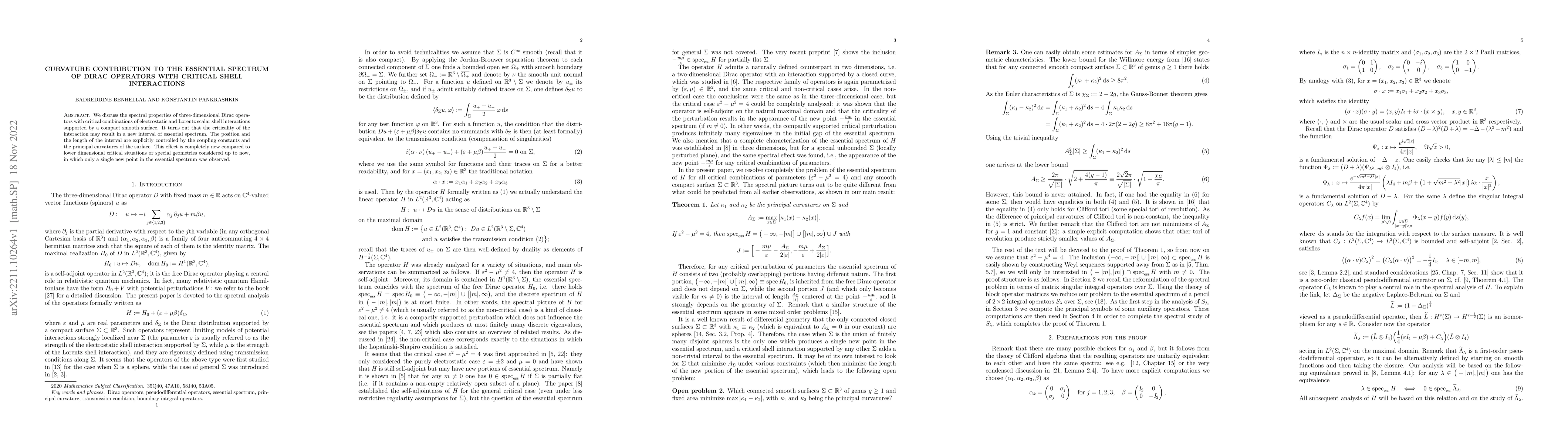 Thumbnail for Curvature contribution to the essential spectrum of Dirac operators with
  critical shell interactions