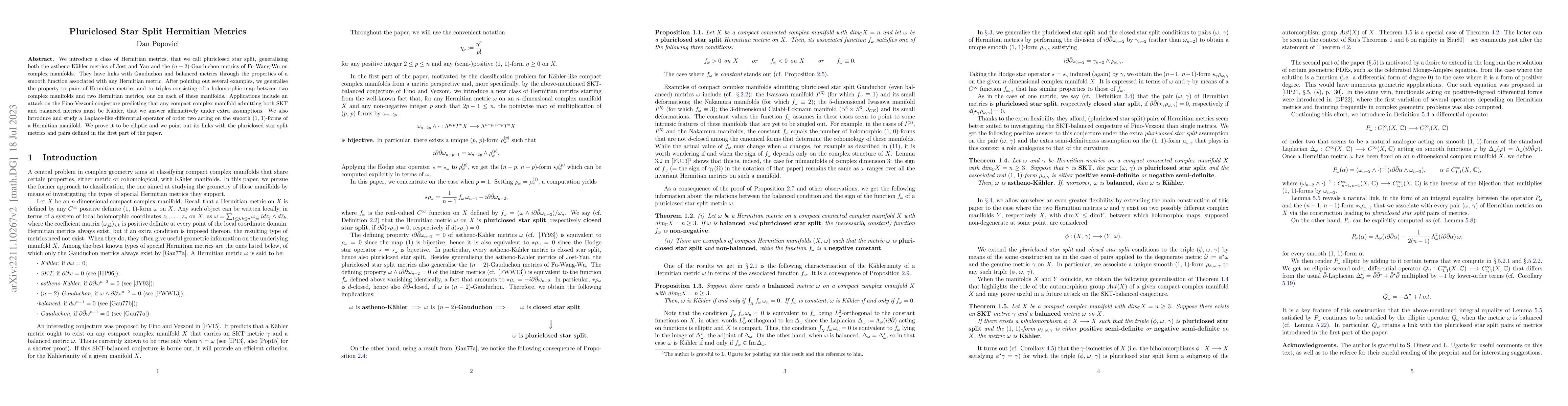 Thumbnail for Pluriclosed Star Split Hermitian Metrics