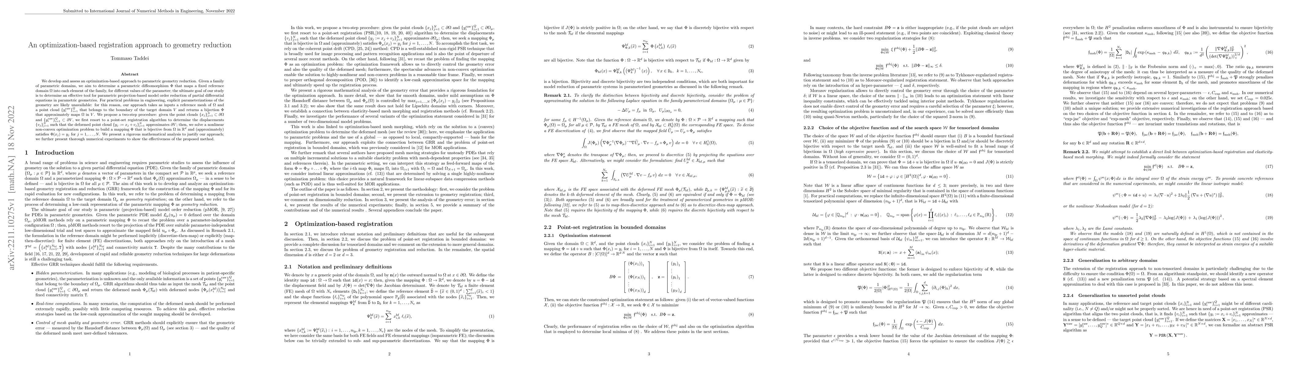 Thumbnail for An optimization-based registration approach to geometry reduction