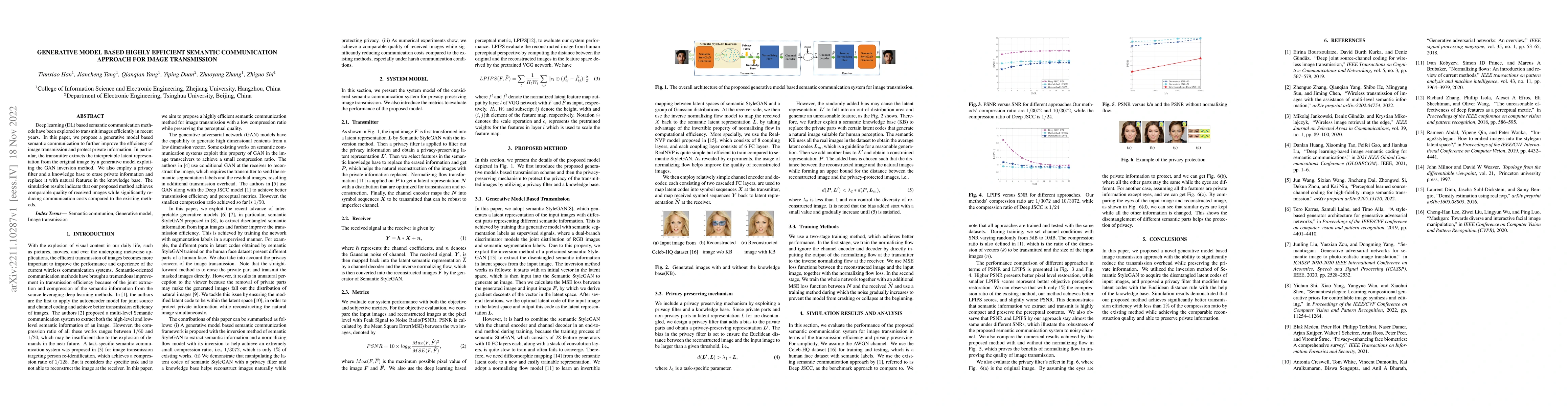 Thumbnail for Generative Model Based Highly Efficient Semantic Communication Approach
  for Image Transmission