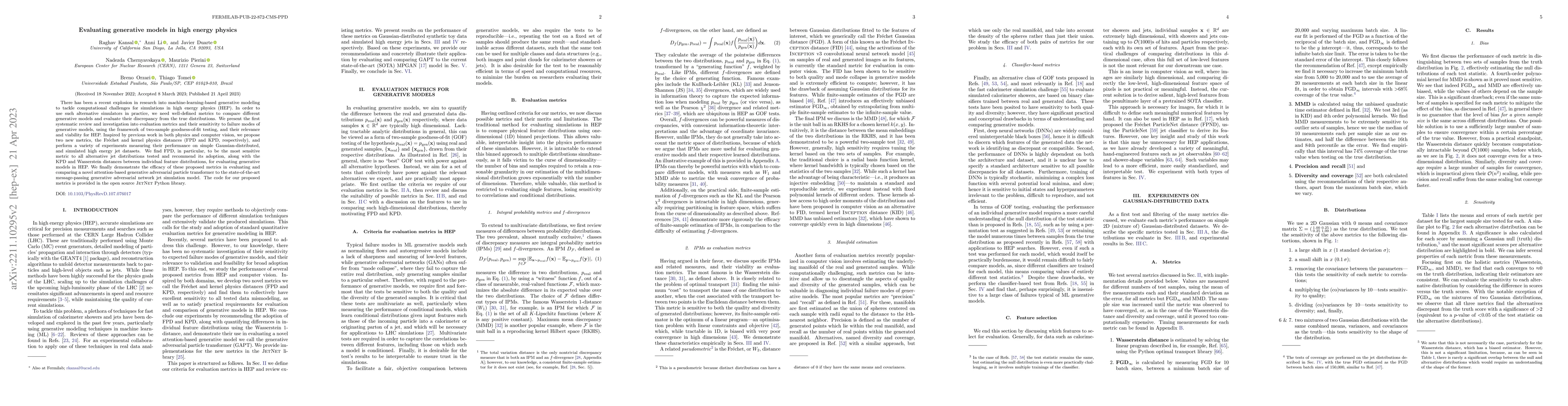 Thumbnail for Evaluating generative models in high energy physics