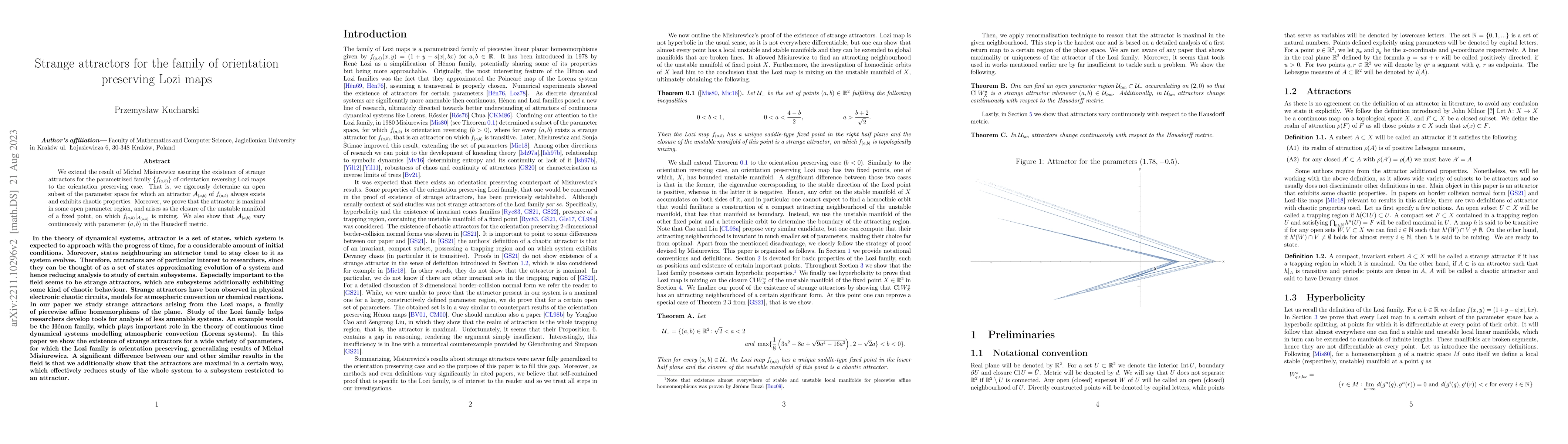 Thumbnail for Strange attractors for the family of orientation preserving Lozi maps