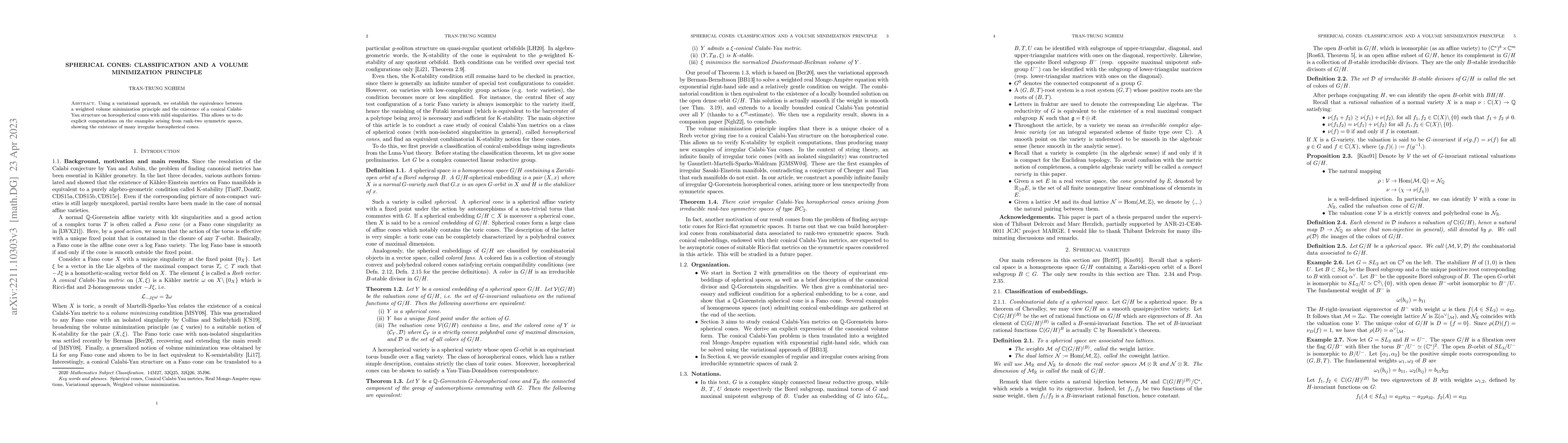Thumbnail for Spherical cones: classification and a volume minimization principle