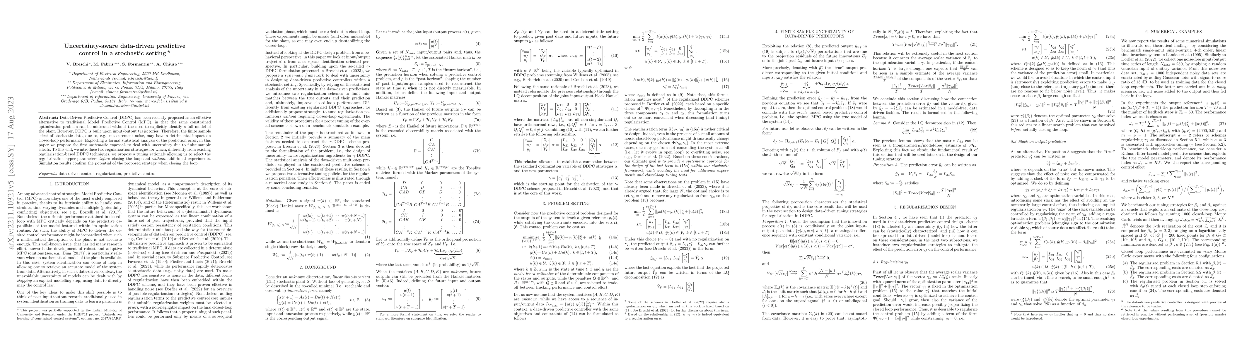 Thumbnail for Uncertainty-aware data-driven predictive control in a stochastic setting