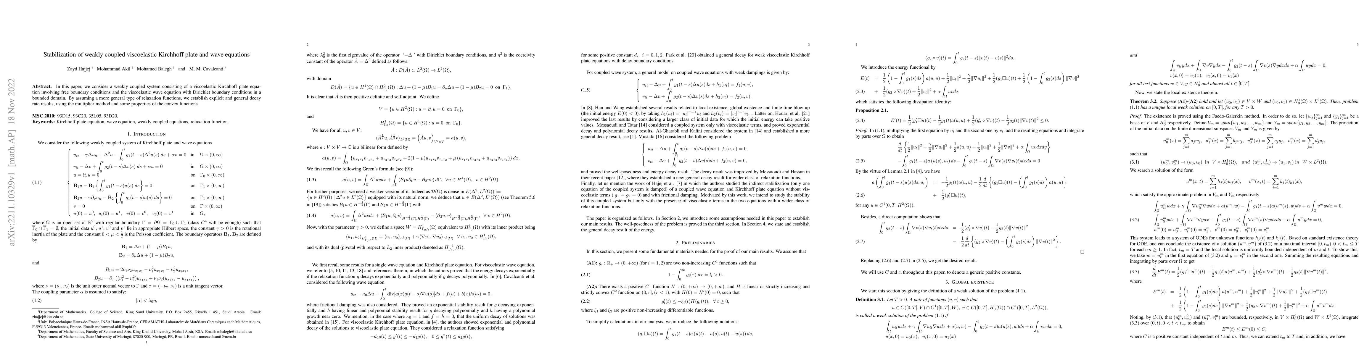 Thumbnail for Stabilization of weakly coupled viscoelastic Kirchhoff plate and wave
  equations