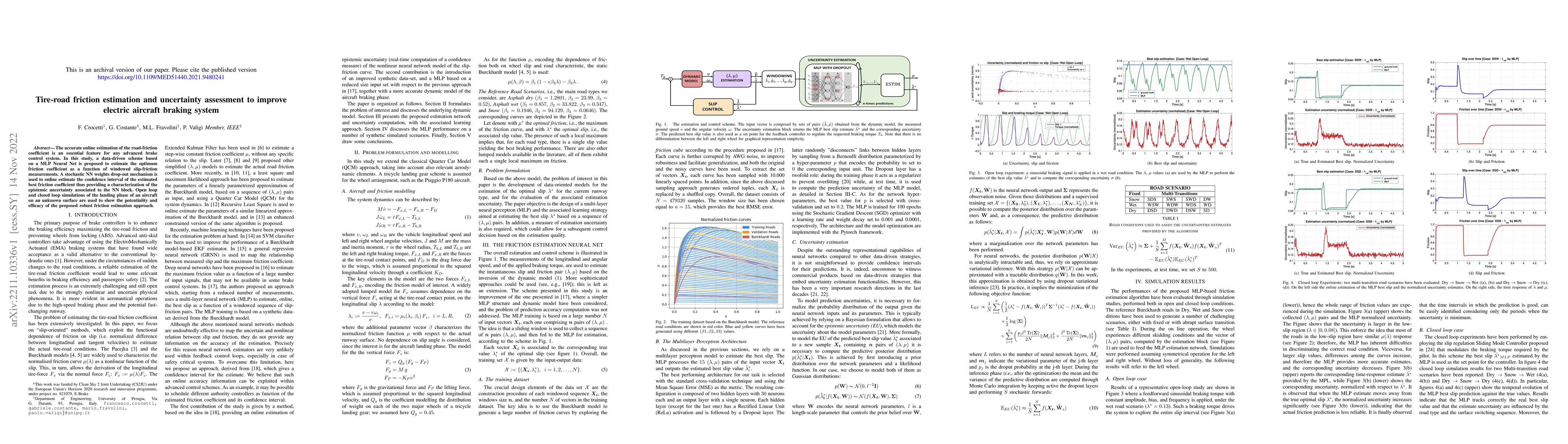 Thumbnail for Tire-road friction estimation and uncertainty assessment to improve
  electric aircraft braking system