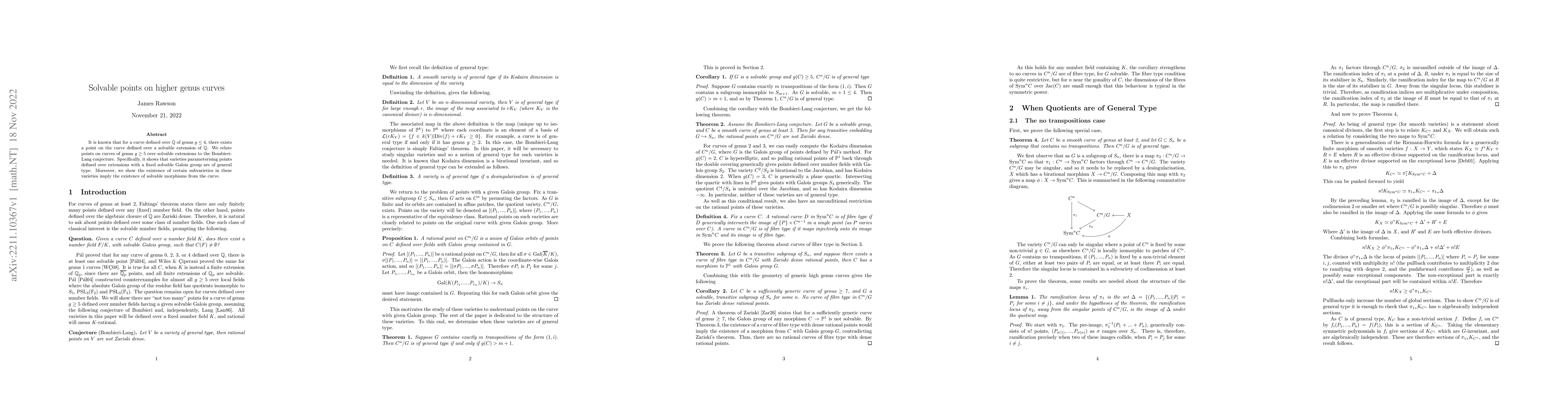 Thumbnail for Solvable points on higher genus curves