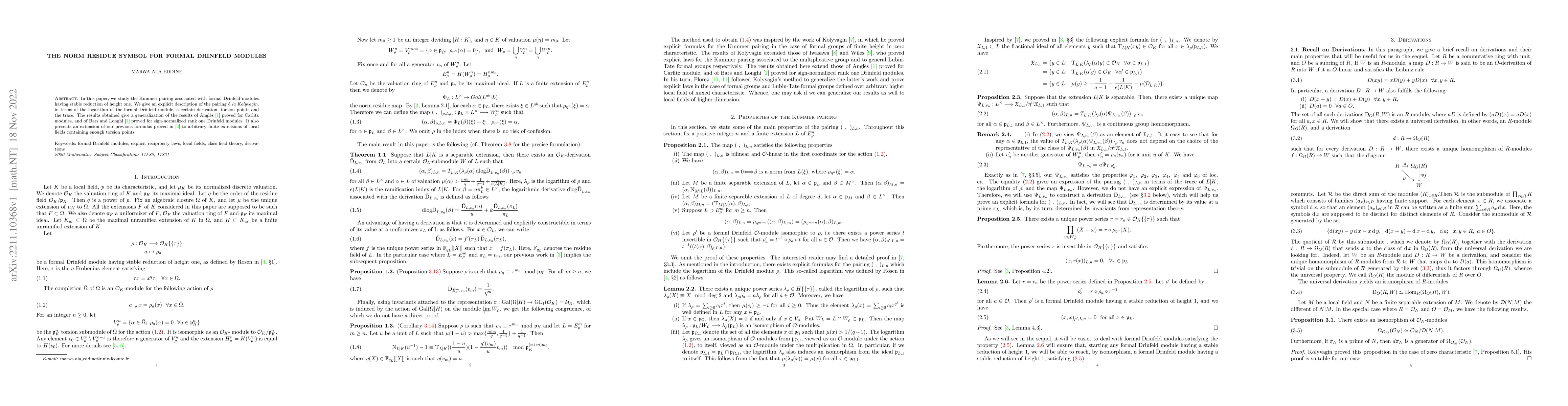 Thumbnail for The norm residue symbol for formal Drinfeld modules