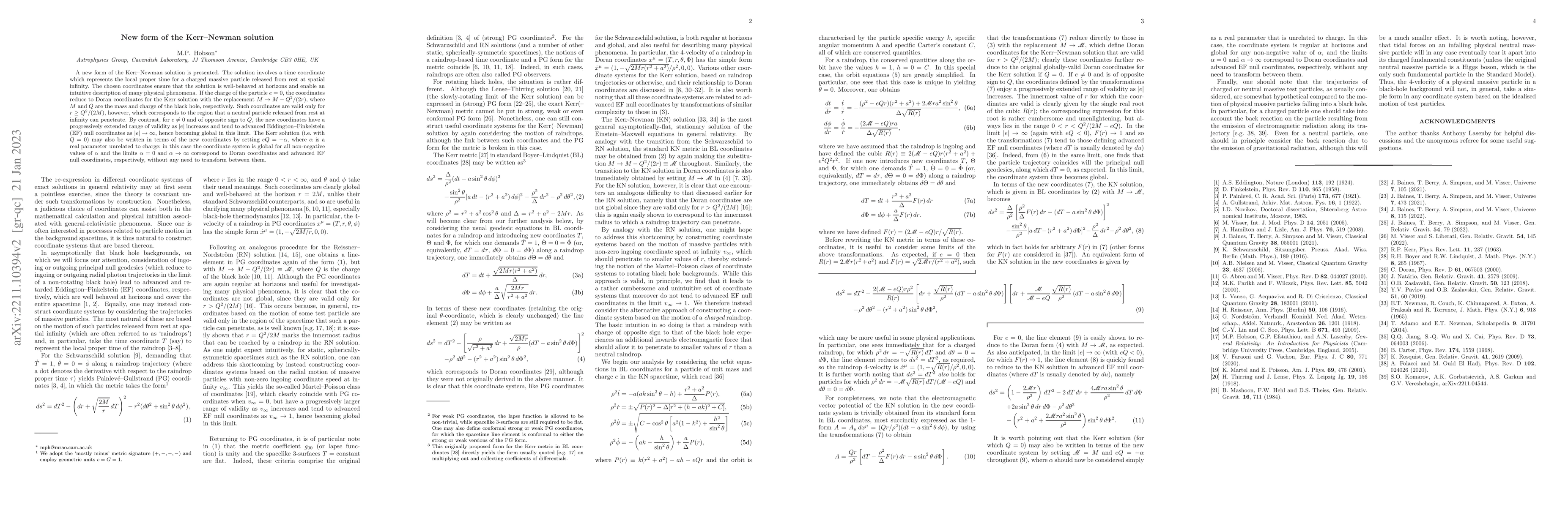 Thumbnail for New form of the Kerr-Newman solution