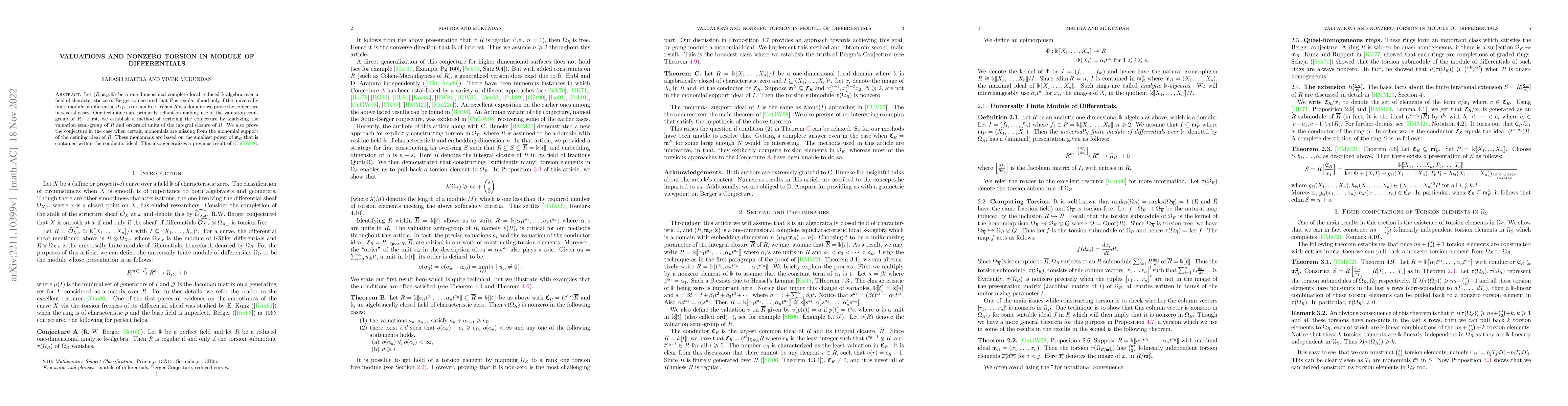 Thumbnail for Valuations and Nonzero Torsion in Module of Differentials