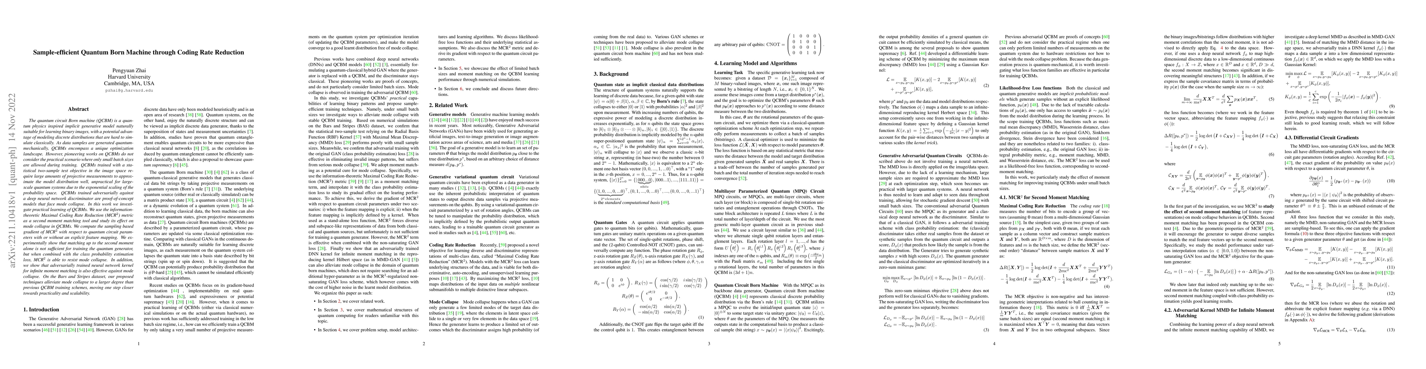 Thumbnail for Sample-efficient Quantum Born Machine through Coding Rate Reduction