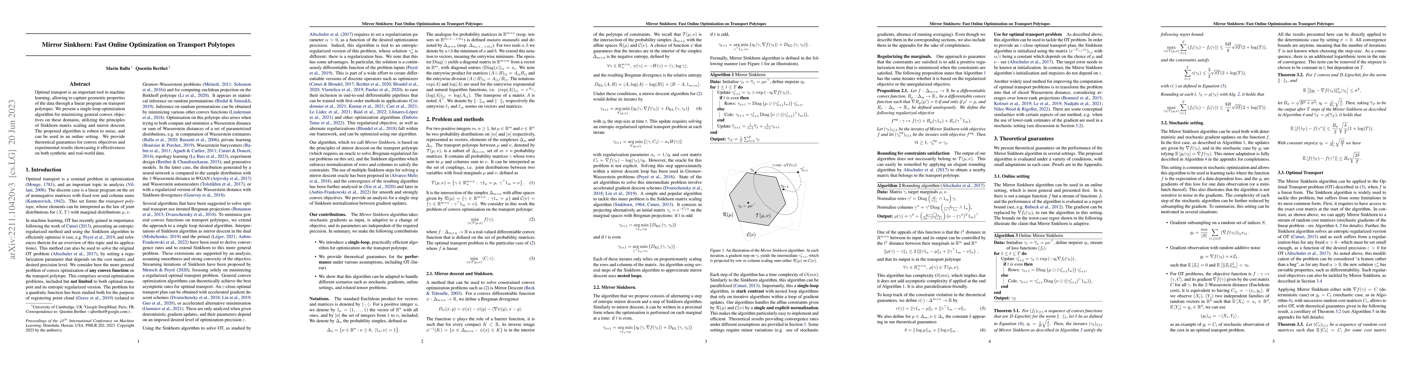 Thumbnail for Mirror Sinkhorn: Fast Online Optimization on Transport Polytopes