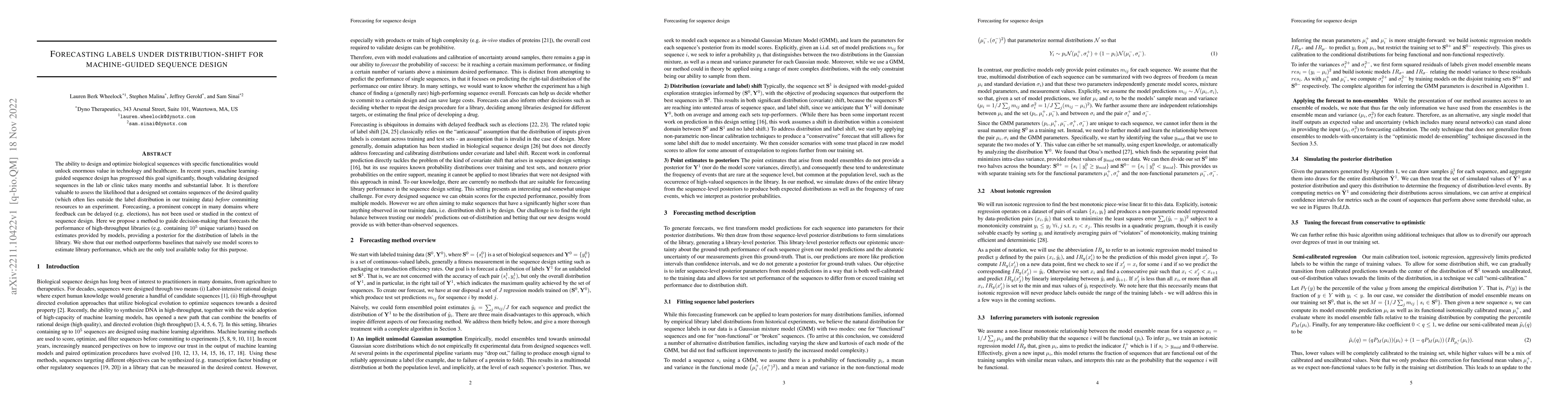 Thumbnail for Forecasting labels under distribution-shift for machine-guided sequence
  design