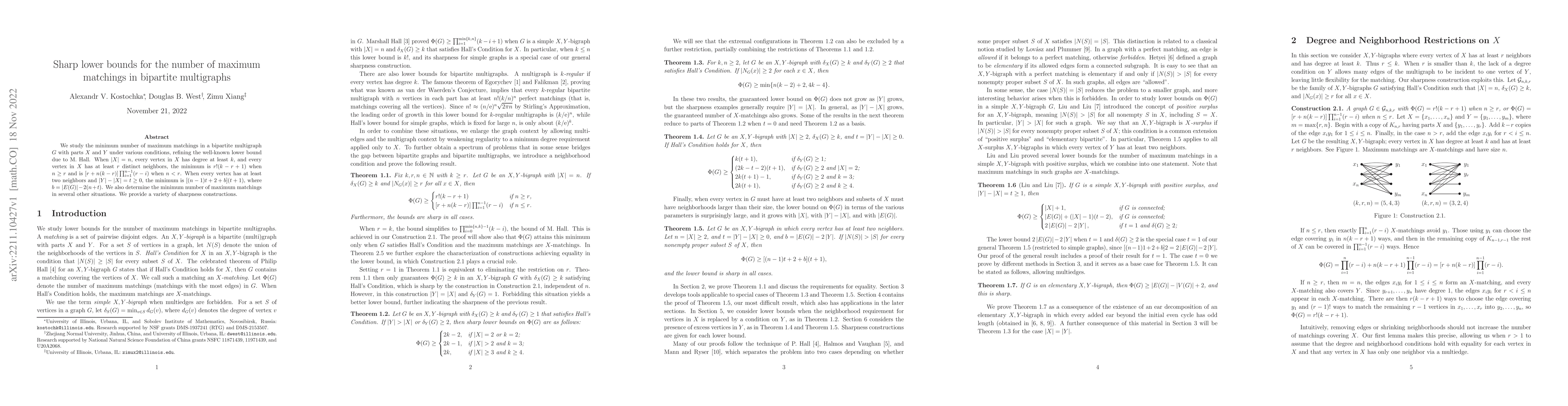 Thumbnail for Sharp lower bounds for the number of maximum matchings in bipartite
  multigraphs