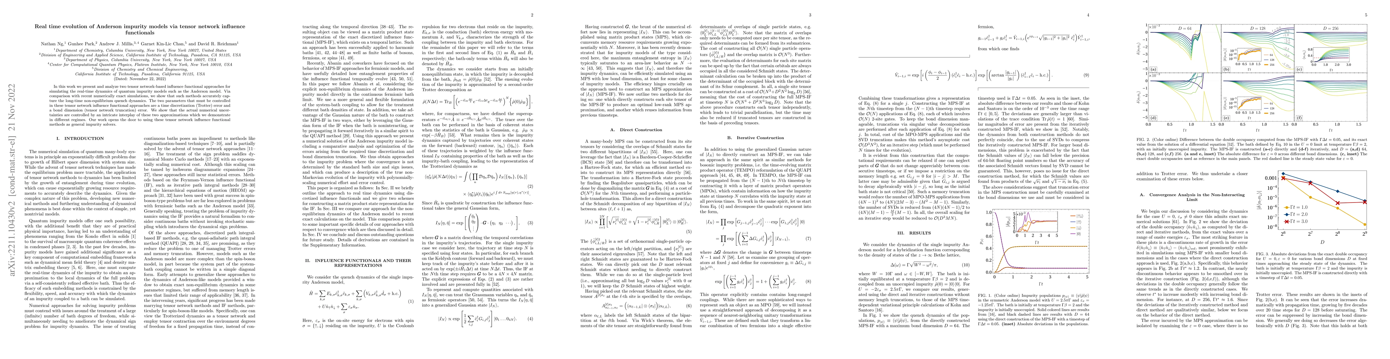 Thumbnail for Real time evolution of Anderson impurity models via tensor network
  influence functionals