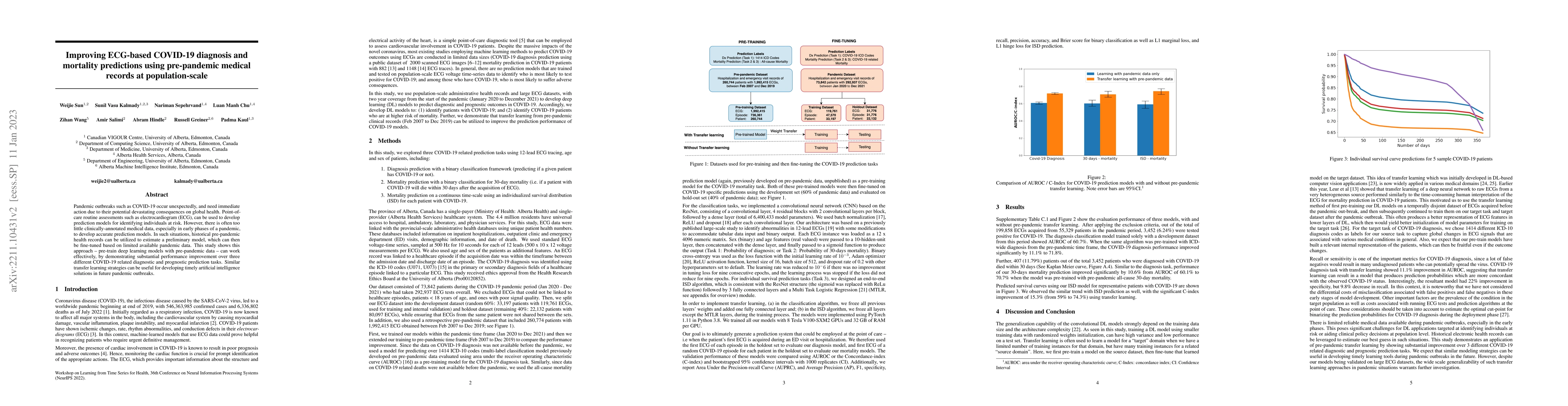 Thumbnail for Improving ECG-based COVID-19 diagnosis and mortality predictions using
  pre-pandemic medical records at population-scale