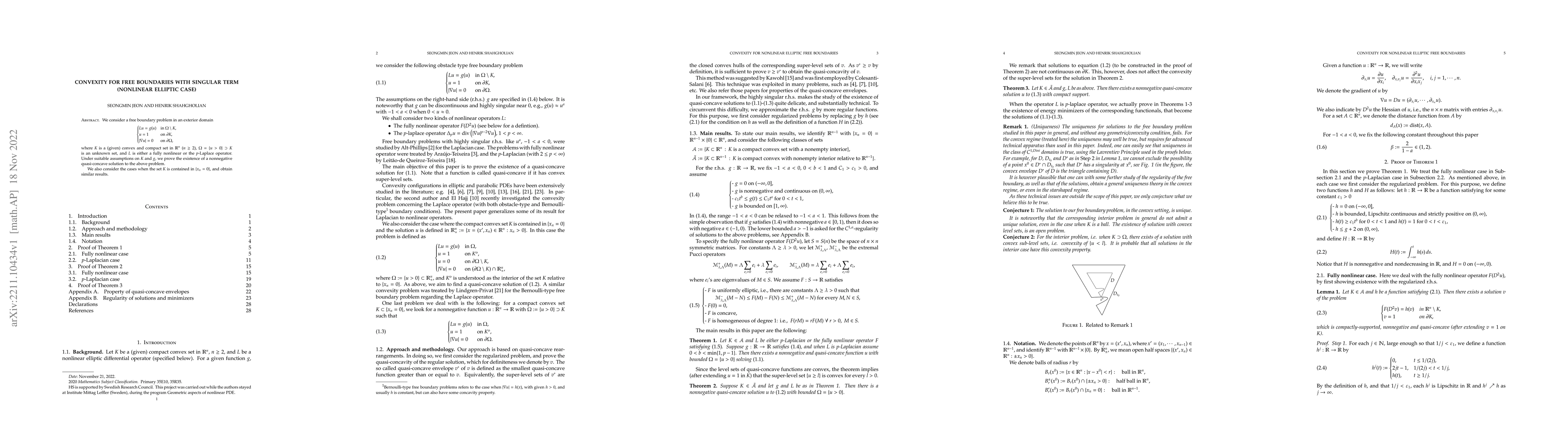Thumbnail for Convexity for free boundaries with singular term (nonlinear elliptic
  case)