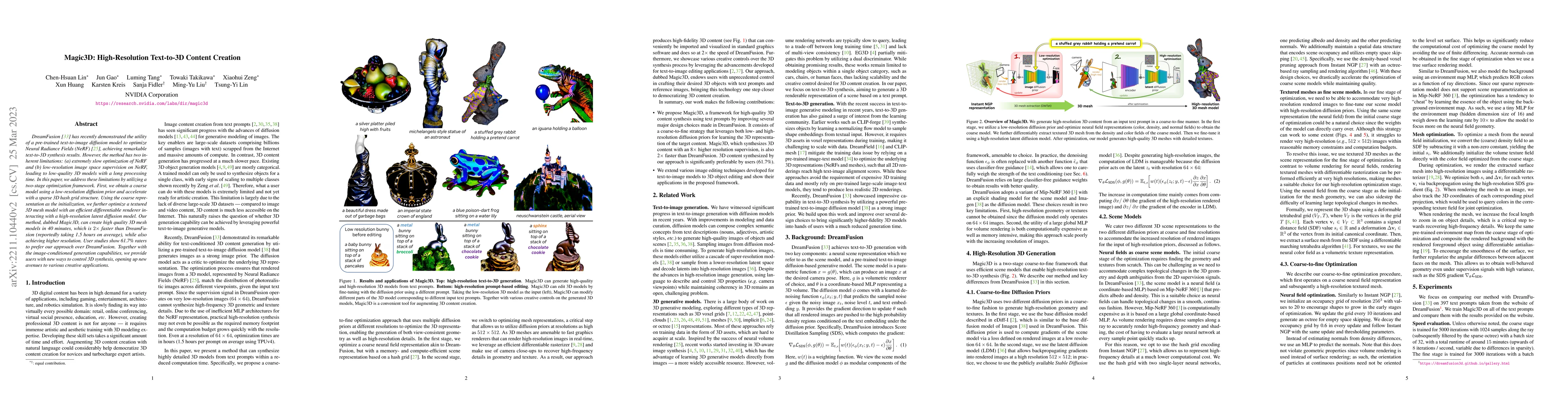 Thumbnail for Magic3D: High-Resolution Text-to-3D Content Creation