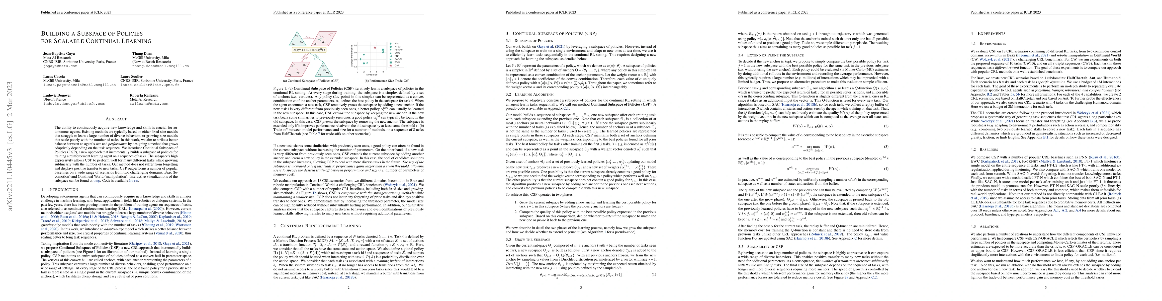 Thumbnail for Building a Subspace of Policies for Scalable Continual Learning