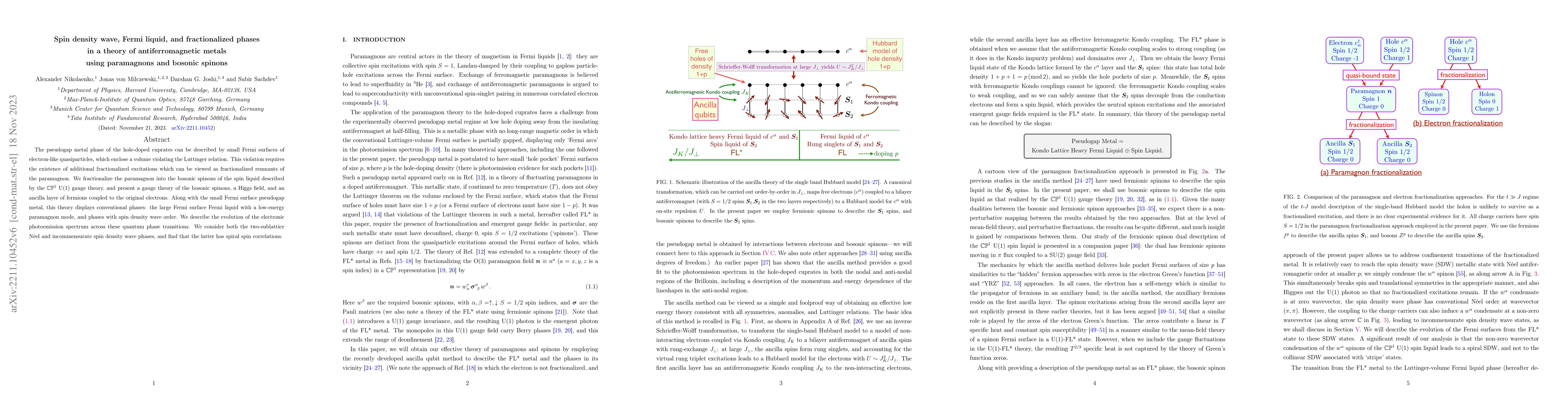 Thumbnail for Spin density wave, Fermi liquid, and fractionalized phases in a theory
  of antiferromagnetic metals using paramagnons and bosonic spinons