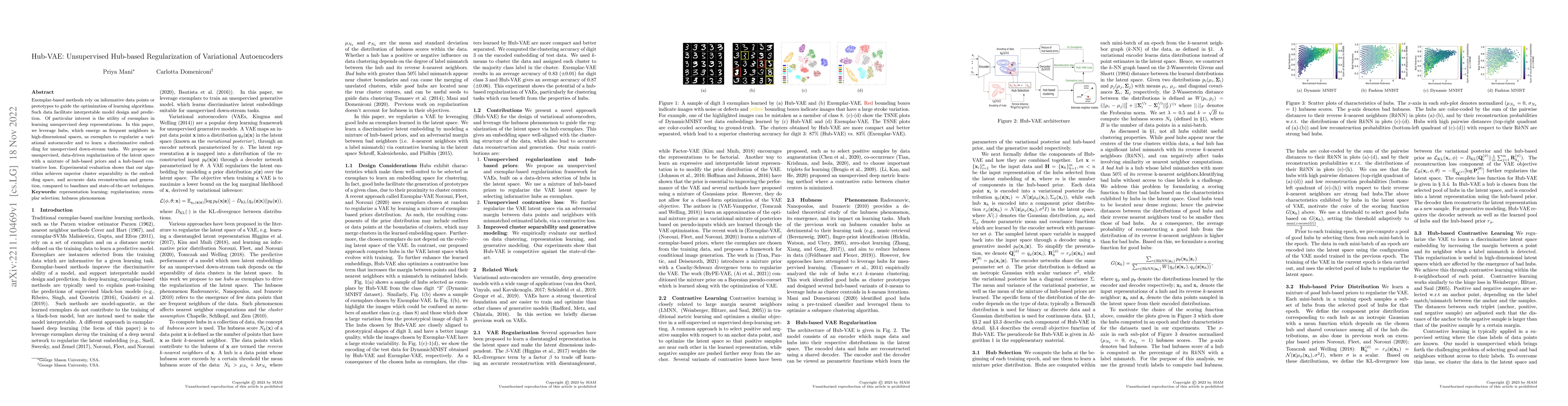 Thumbnail for Hub-VAE: Unsupervised Hub-based Regularization of Variational
  Autoencoders