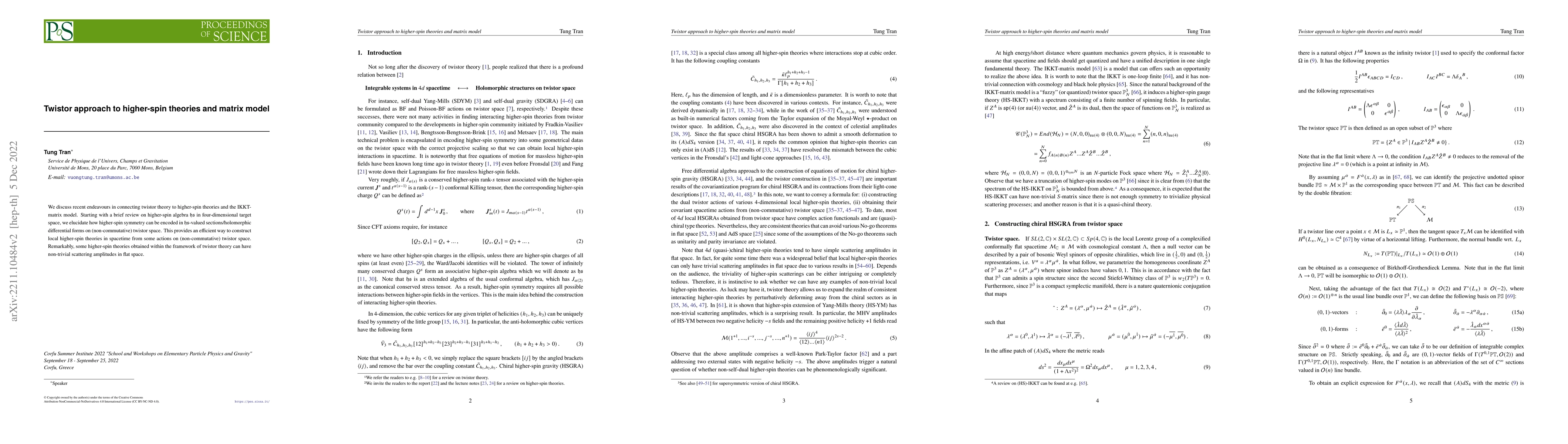 Thumbnail for Twistor approach to higher-spin theories and matrix model