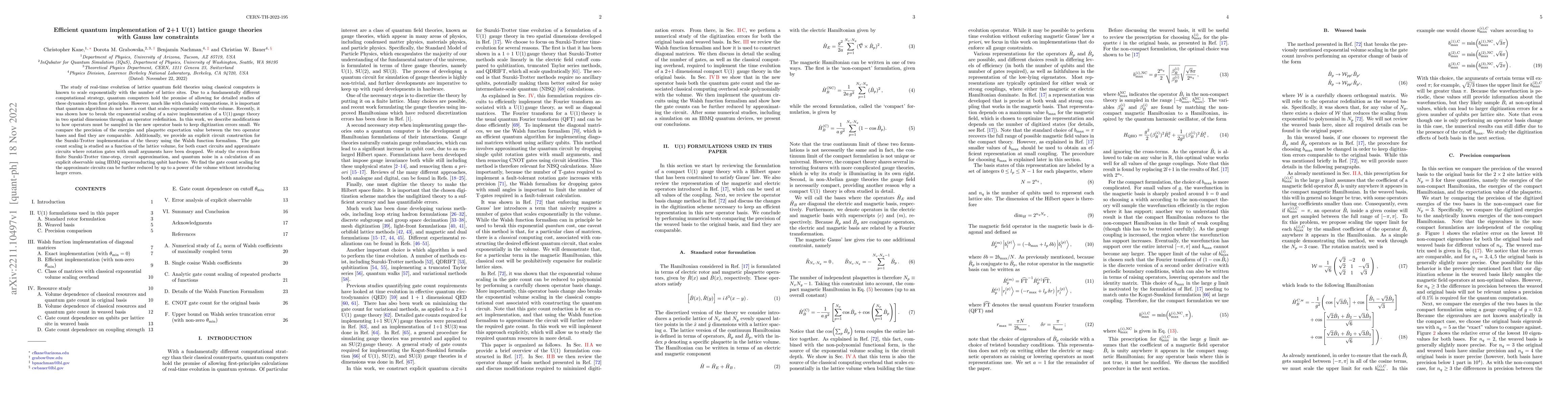 Thumbnail for Efficient quantum implementation of 2+1 U(1) lattice gauge theories with
  Gauss law constraints