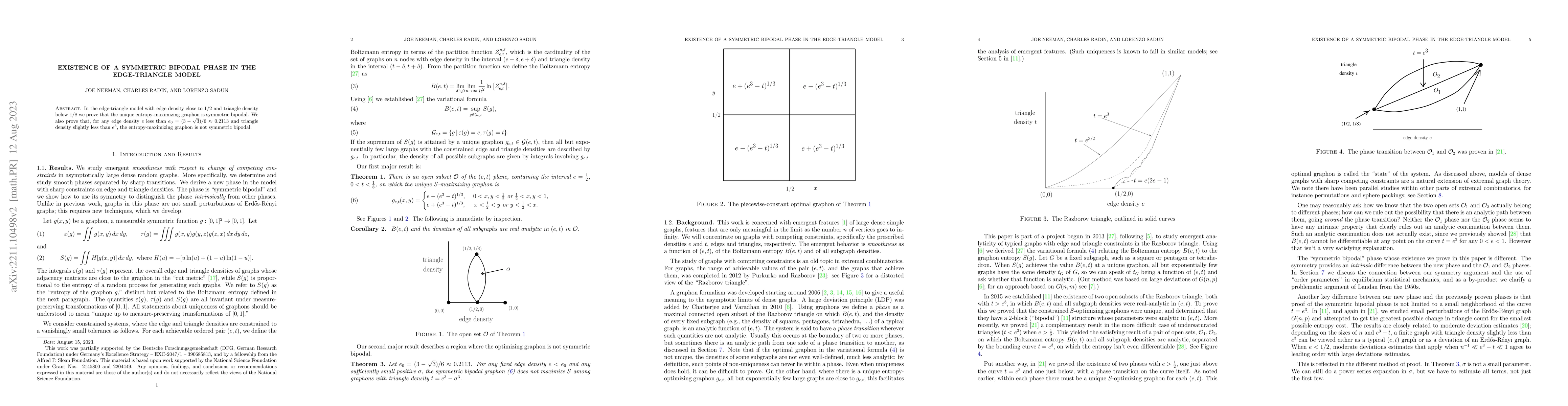Thumbnail for Existence of a symmetric bipodal phase in the edge-triangle model