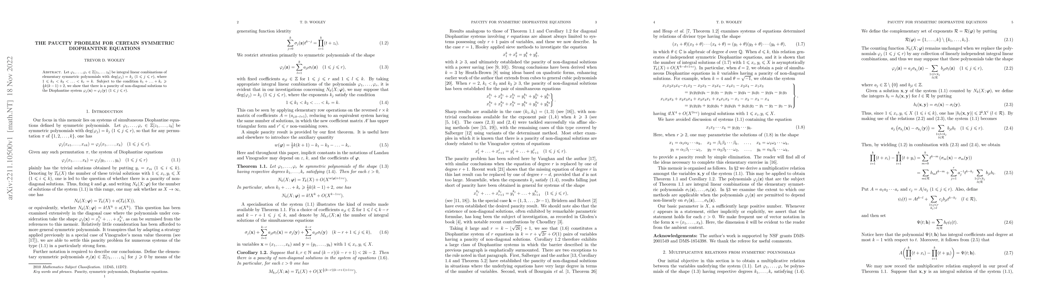 Thumbnail for The paucity problem for certain symmetric Diophantine equations