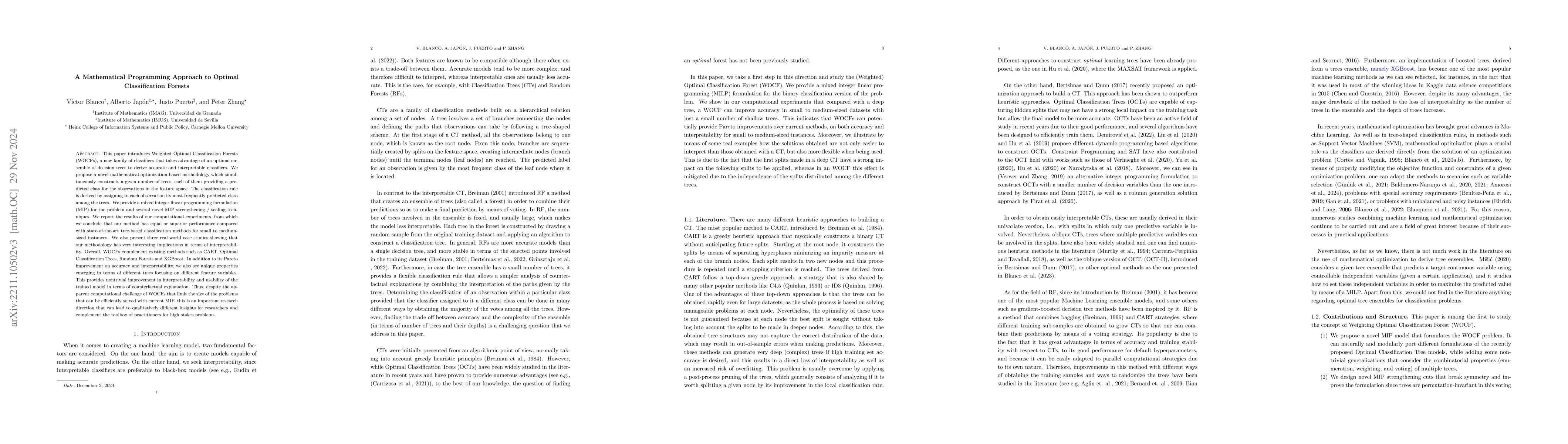 Thumbnail for A Mathematical Programming Approach to Optimal Classification Forests