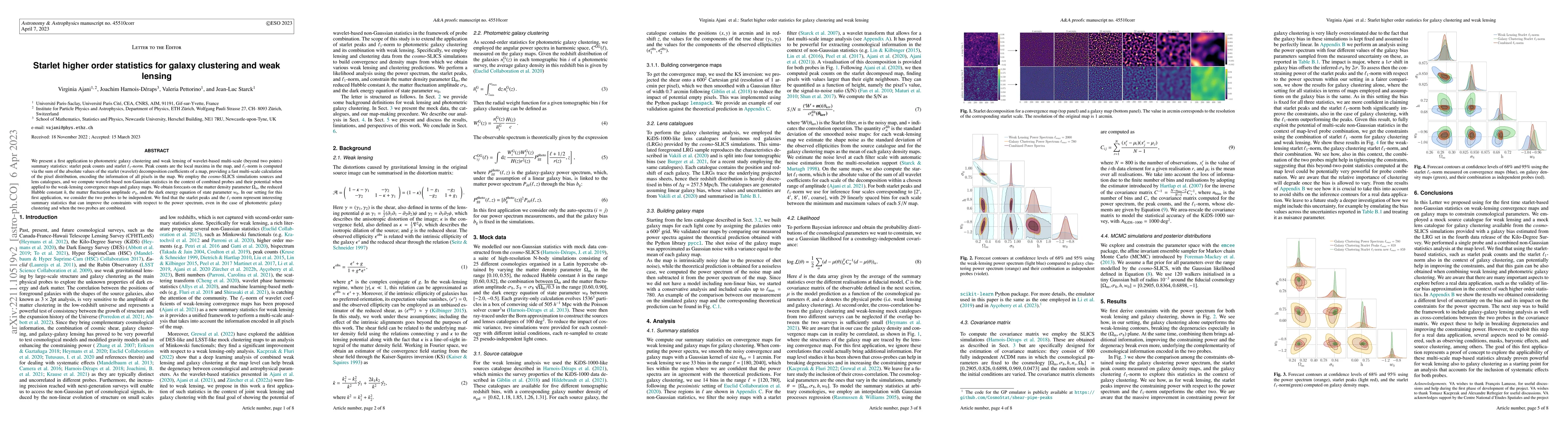 Thumbnail for Starlet higher order statistics for galaxy clustering and weak lensing