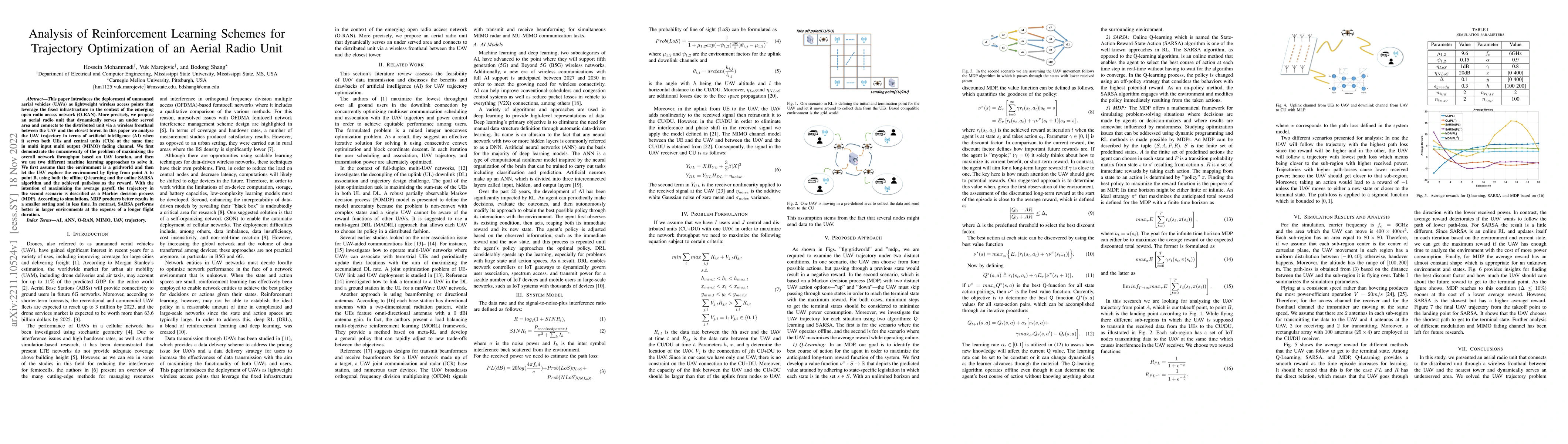 Thumbnail for Analysis of Reinforcement Learning Schemes for Trajectory Optimization
  of an Aerial Radio Unit
