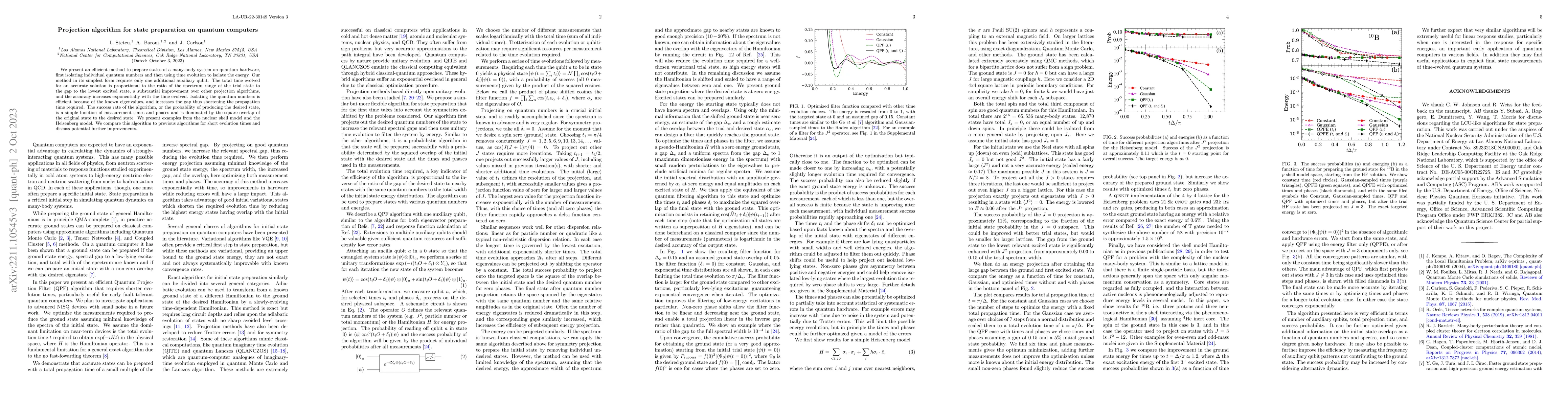 Thumbnail for Projection algorithm for state preparation on quantum computers