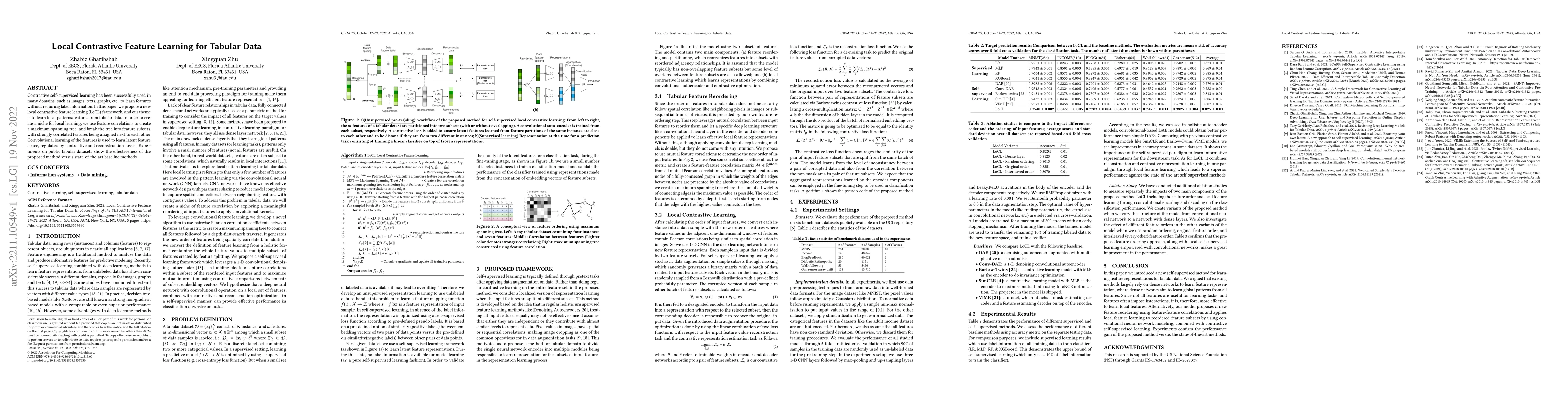 Thumbnail for Local Contrastive Feature learning for Tabular Data