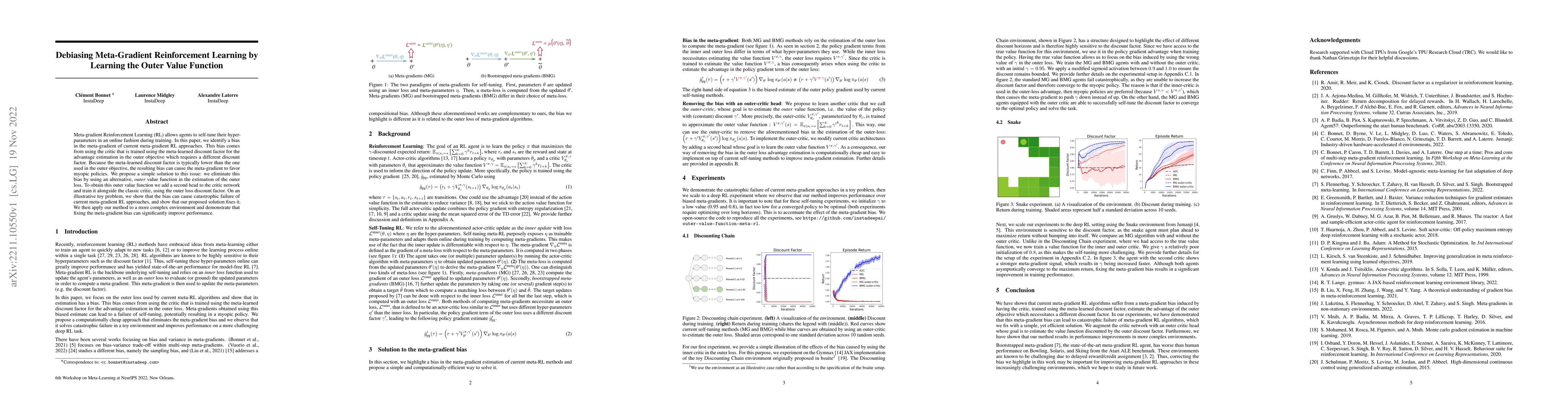 Thumbnail for Debiasing Meta-Gradient Reinforcement Learning by Learning the Outer
  Value Function