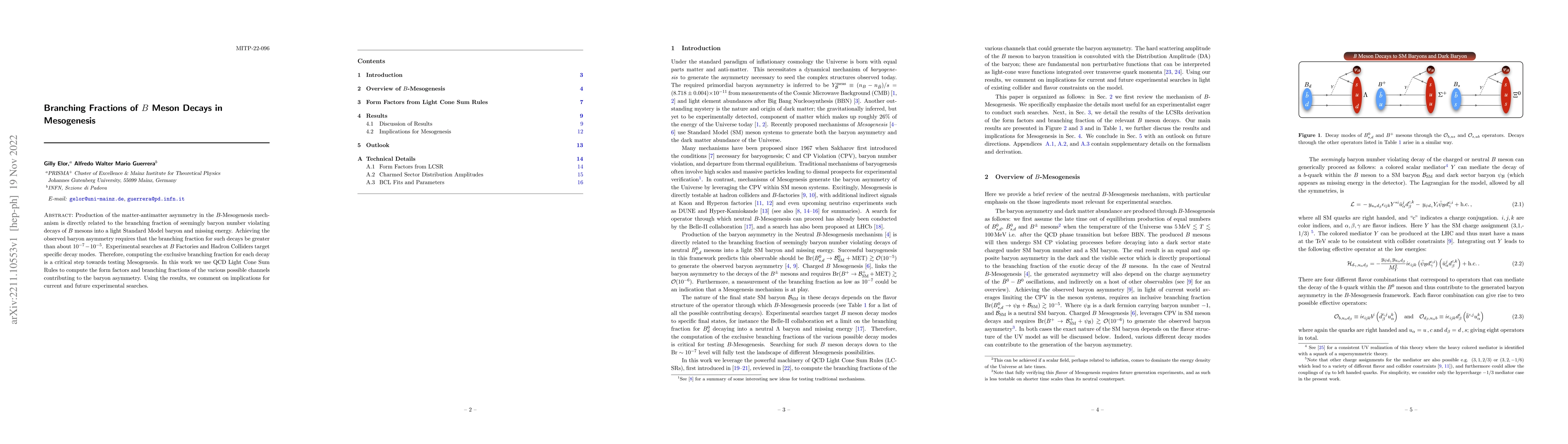 Thumbnail for Branching Fractions of $B$ Meson Decays in Mesogenesis